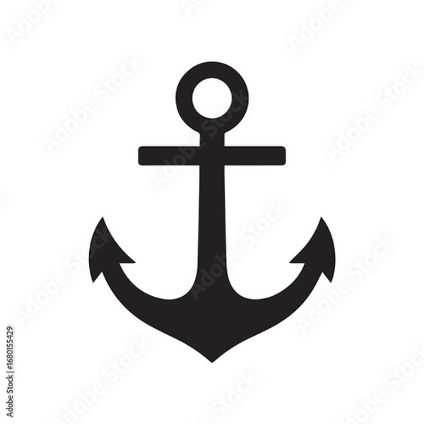 Obraz Ship anchor silhouette black and white vector icon
