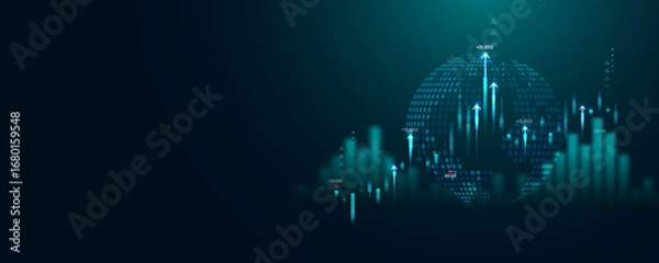 Fototapeta Global trade finance business trend analysis graph concept background image