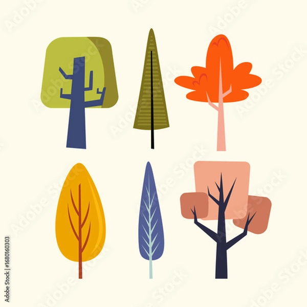 Obraz Atomic Mid Century Decoration Tree Illustration