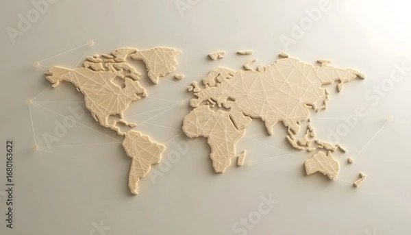 Fototapeta World Map with Routes