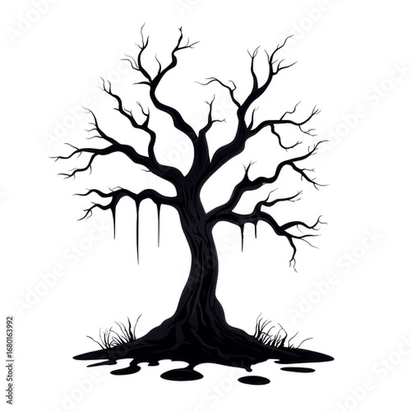 Obraz Dark and eerie twisted tree silhouette