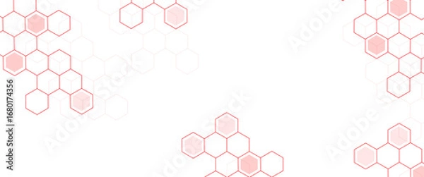 Fototapeta Vector hexagons pattern. Abstract geometric red texture background.