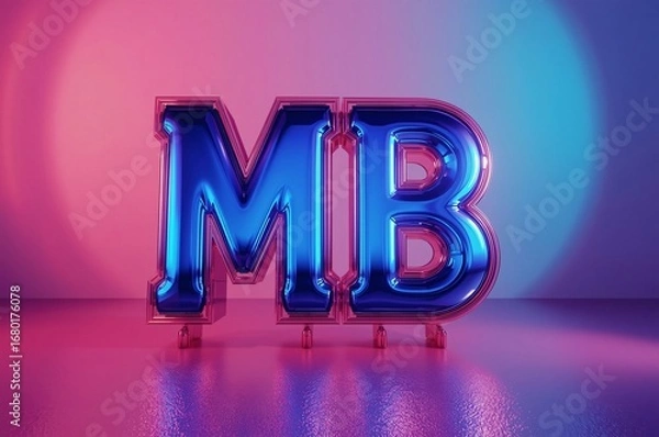 Obraz Neon MB initials studio backdrop, vibrant lights