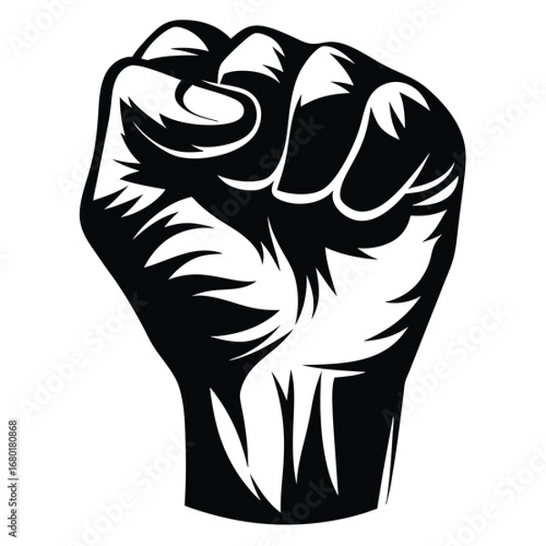 Obraz Empowered Fist Silhouette Demonstrating Strength and Solidarity in Black and White Artwork