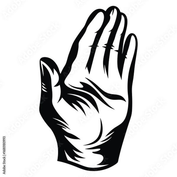 Obraz Stylized Black and White Hand Illustration with Distorted and Ornamental Features