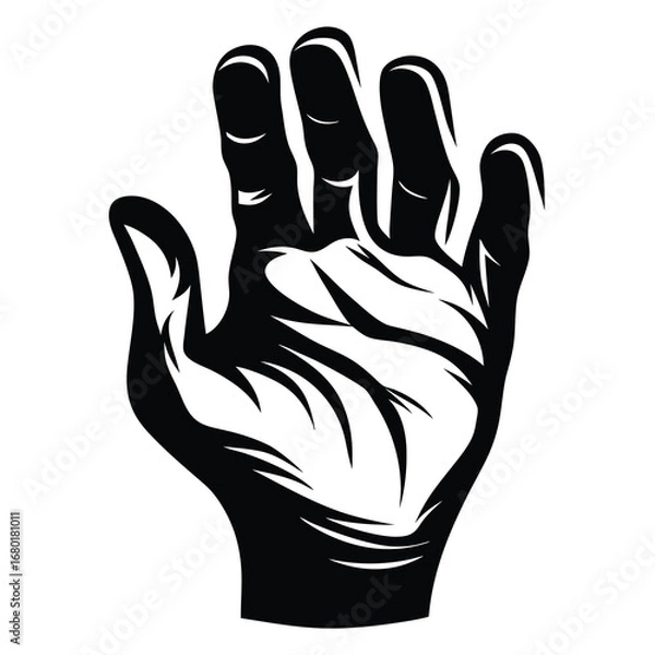 Obraz Stylized black and white illustration of an open hand with dynamic lines