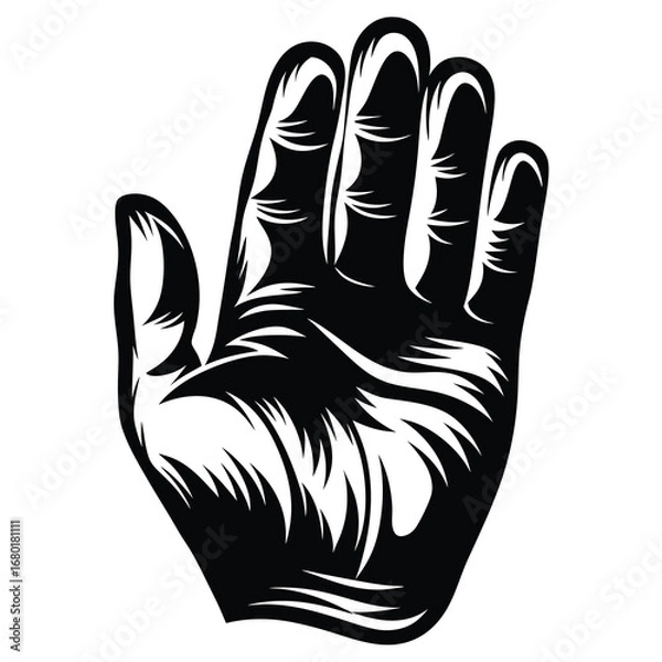 Obraz Stylized Black and White Hand Showing Stop Gesture with Expressive Markings