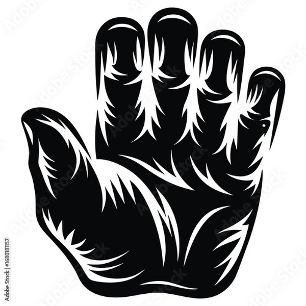 Obraz High Contrast Black and White Hand Illustration with Bold Graphic Elements