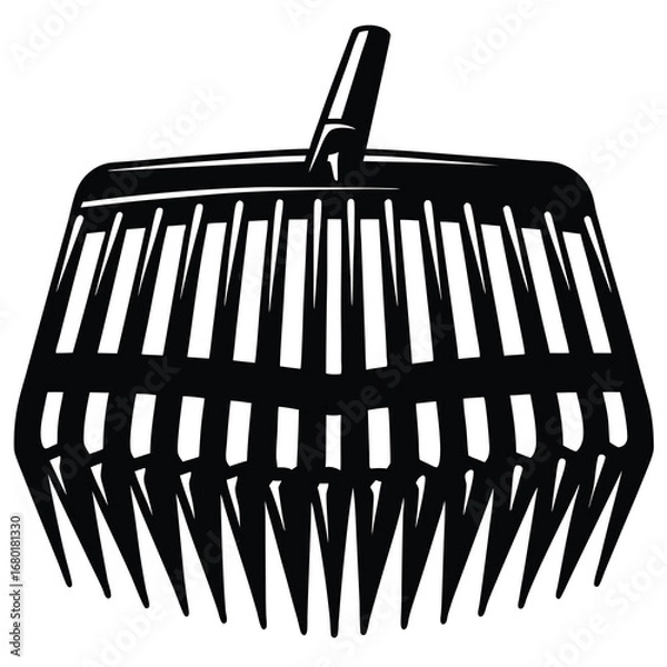 Obraz Black and white illustration of a rake, symbolizing garden work and tools