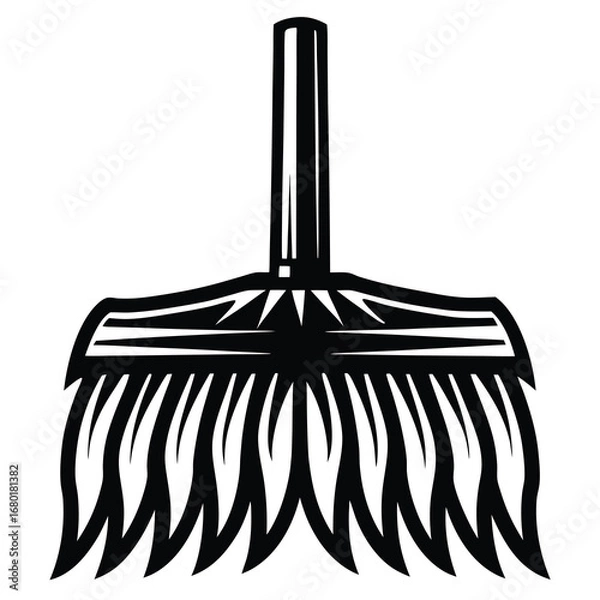 Obraz Stylized black and white image of a flathead broom icon illustration