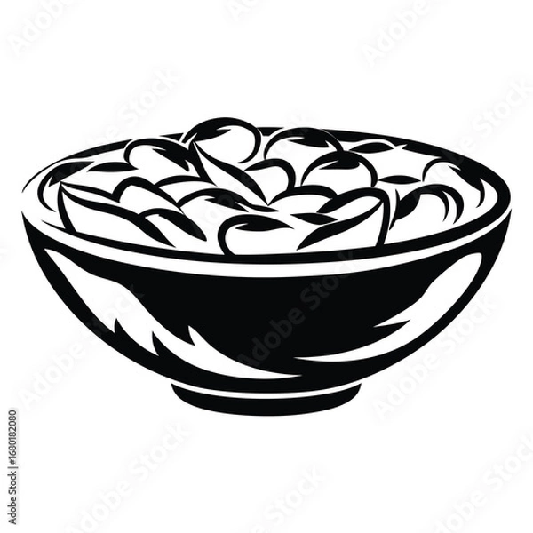 Obraz Stylized vector illustration of a bowl of food in black and white