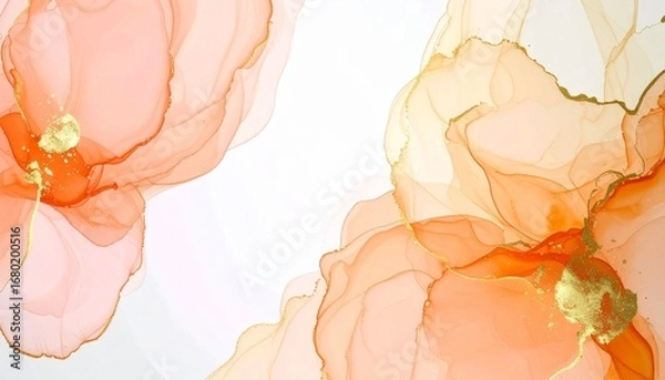 Obraz 桃色の花のアルコールインクアートabstract floral background