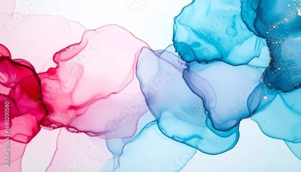 Obraz 赤と青の対比 アルコールインクアートabstract watercolor background