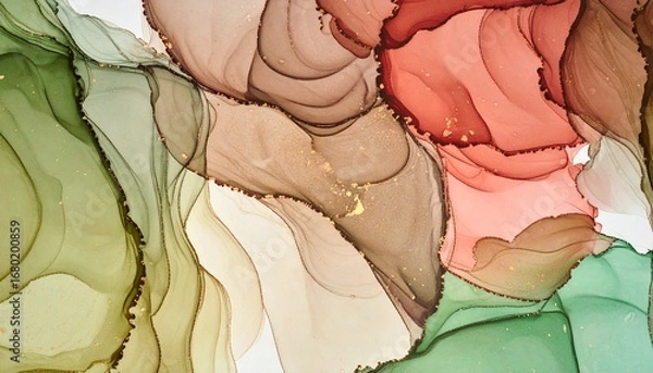 Obraz abstract colorful background お茶のカラーのアルコールインクアート