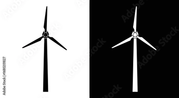 Fototapeta An outline style of a wind turbine, a modern and clean icon for environmental projects, sustainable energy companies, and green technology.
