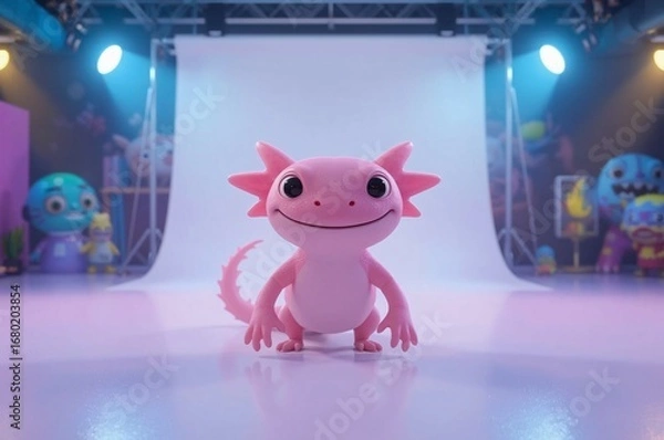Obraz Axolotl photoshoot studio backdrop, cute character