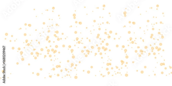 Fototapeta Abstract golden light particles and floating bubbles with a magical glow, forming a festive and elegant bokeh effect on a transparent background for celebrations and luxury design.

