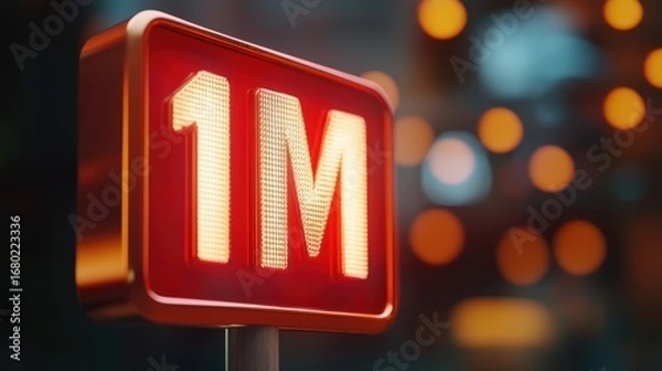 Fototapeta Illuminated 1M Signage: Celebration, Achievement, Recognition, and Success