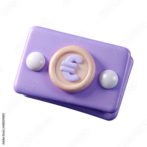 Fototapeta 3d rendered purple game controller button with fist icon and white side buttons on black transparent background