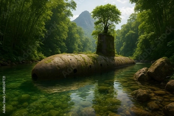 Obraz Submarine in jungle 