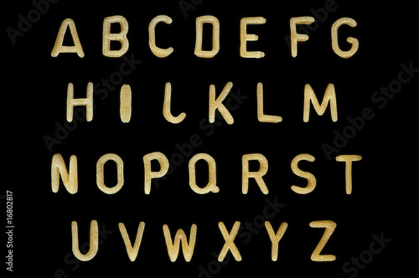 Fototapeta Alphabet soup pasta font