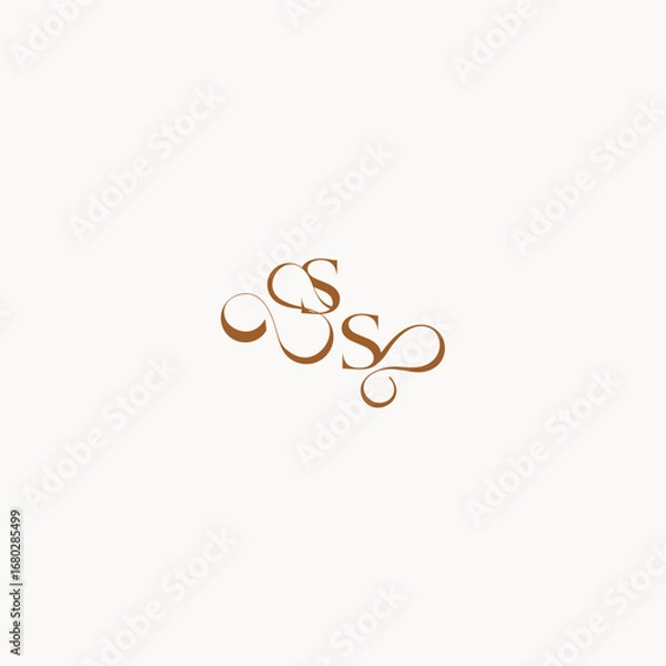 Fototapeta caligraphic style monogram luxury minimalist logo design SS wedding initial concept letter