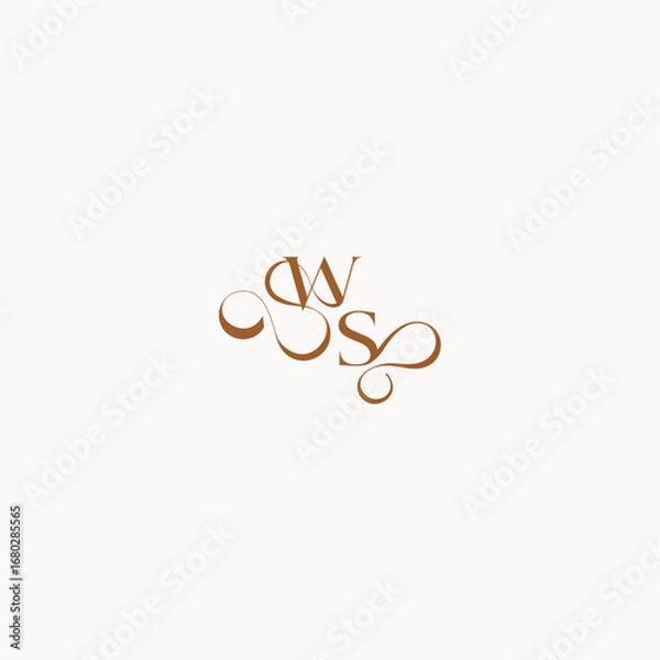 Obraz caligraphic style monogram luxury minimalist logo design SW wedding initial concept letter