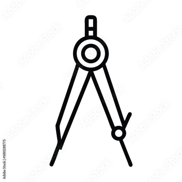 Fototapeta Black drawing compass is accurately rendered in this simplistic, elegant