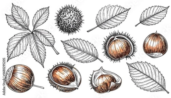 Obraz Hand-drawn chestnut collection