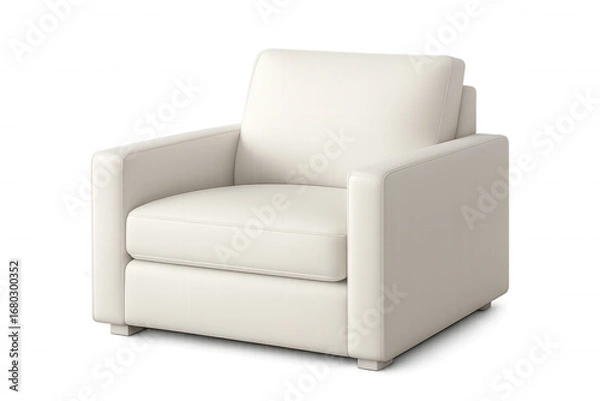 Fototapeta White armchair positioned against transparent backdrop, complementing contemporary minimalist interior design styling