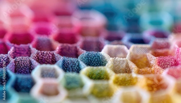 Fototapeta Close-up of colorful, textured honeycomb pattern