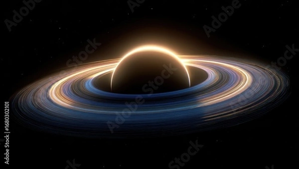 Fototapeta Ringed planet in deep space