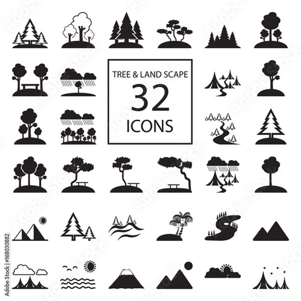 Obraz tree & landscape 32 icons.