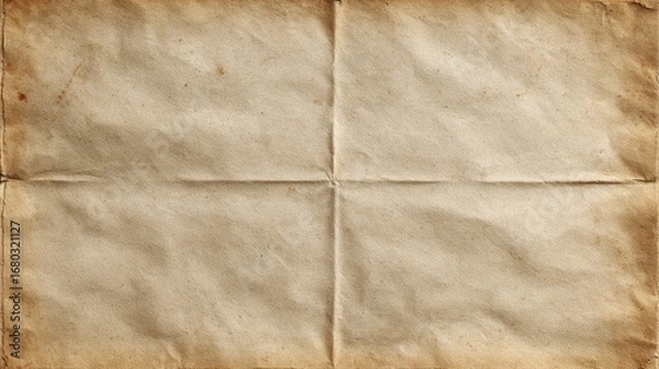 Fototapeta Textured, weathered paper with a vintage appearance and folded creases.