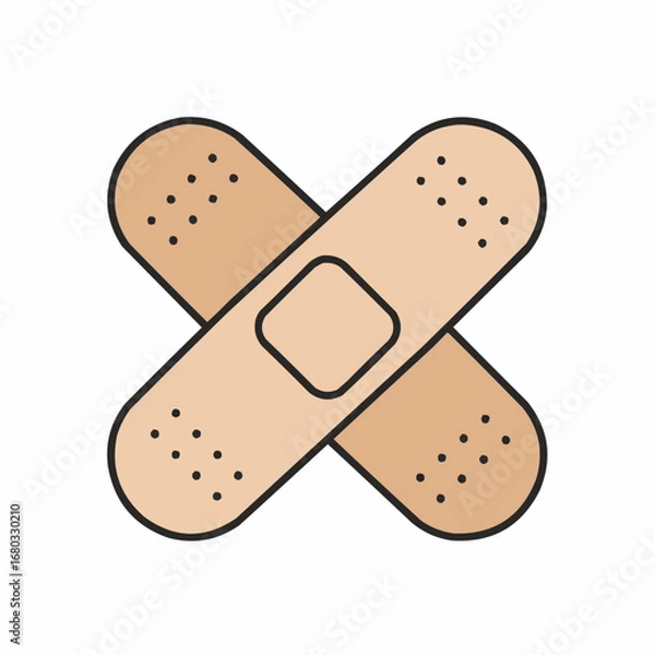 Fototapeta Two adhesive bandages crossed over each other, showing the pad area on one of the bandages.