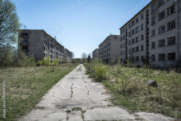 Obraz  Abandoned soviet apartment blocks in Skrunda, Latvia