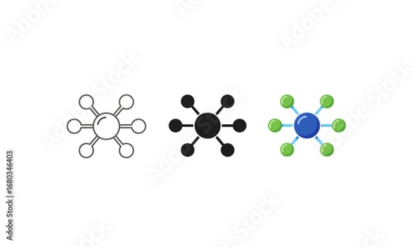 Obraz Molecule and cell icons for science and health isolated on white background