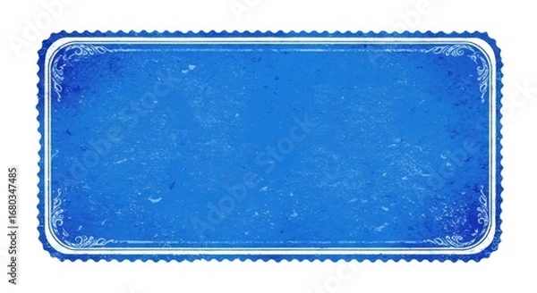 Fototapeta A vintage-style, decorative, blue rectangular frame with ornate borders and distressed texture.