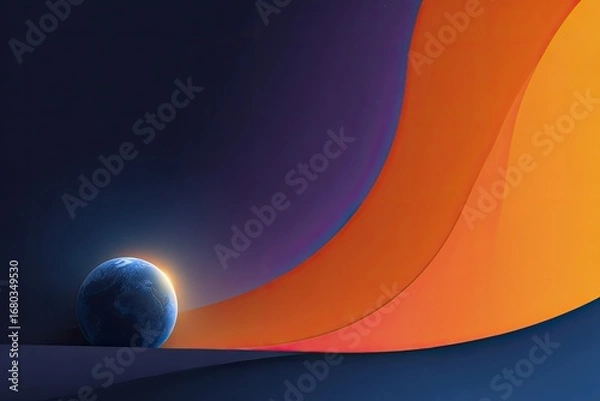 Obraz Celestial orb, vibrant hues, abstract curves