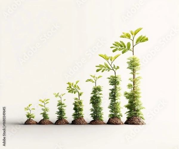 Obraz Growing plants in a stair-step pattern, representing growth