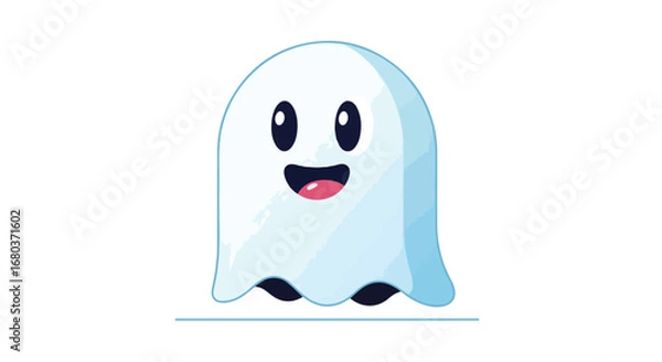 Fototapeta Smiling Cartoon Ghost Character Illustration for Halloween Decor and Festive Designs