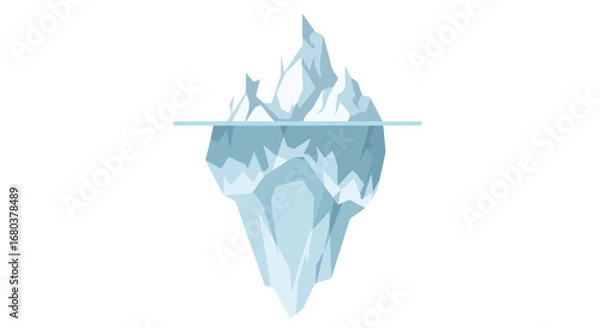 Obraz Minimalist rendition of iceberg, showcasing a submerged structure hinting at global warming and changing climate conditions across arctic regions