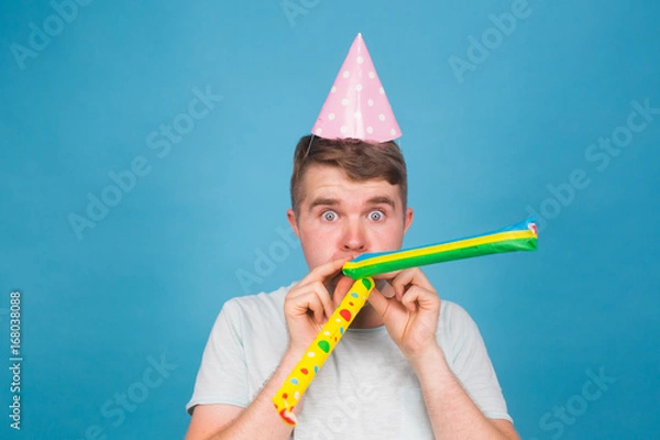 Fototapeta fool crazy man. happy expression. April fools day concept