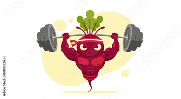 Fototapeta Strong Beetroot Lifting Weights With Determination Preparing For Fitness Goals