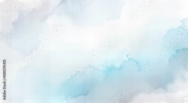 Fototapeta abstract blue and white watercolor wash, soft and ethereal, ideal for serene designs, artistic concepts, or subtle visual effects

