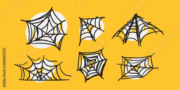 Fototapeta spider web drawing, freehand drawing design.