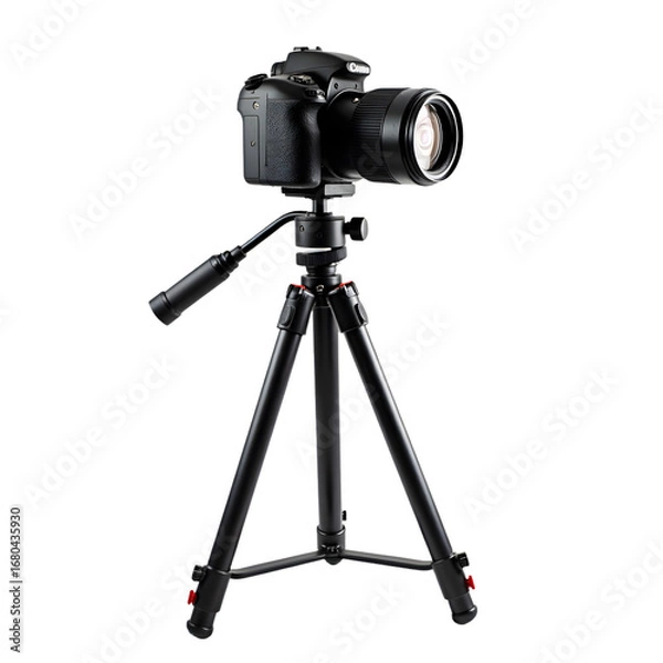 Fototapeta Dslr camera on tripod isolated on transparent background