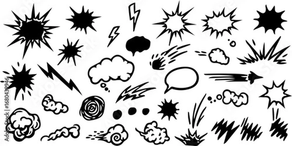 Fototapeta Hand-Drawn Comic Burst and Motion Line vector Elements