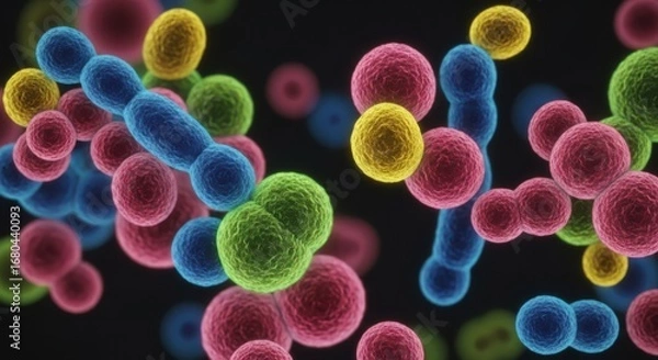 Fototapeta Colorful Bacteria Microscopic View