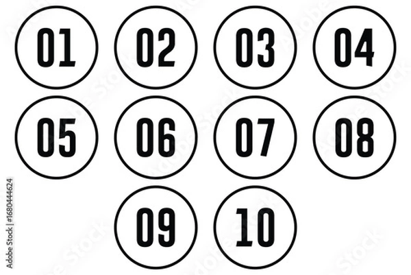 Fototapeta Set of numbers . Number circles set1 to 10 . Set of Round 1-10 numbers icon for education. vector illustration.